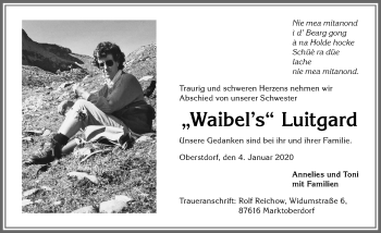 Traueranzeige von Waibel's Luitgard von Allgäuer Anzeigeblatt
