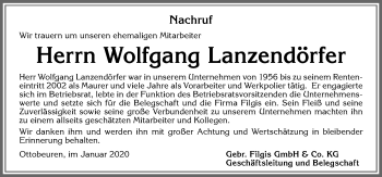 Traueranzeige von Wolfgang Lanzendörfer von Memminger Zeitung