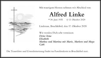 Traueranzeige von Alfred Linke von Der Westallgäuer