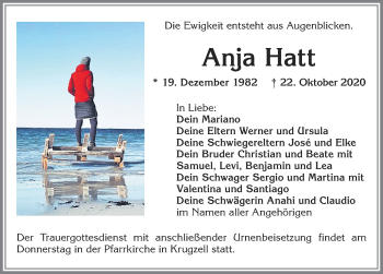 Traueranzeige von Anja Hatt von Allgäuer Zeitung,Kempten
