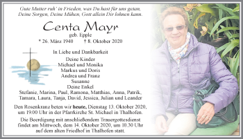 Traueranzeige von Centa Mayr von Allgäuer Zeitung, Marktoberdorf