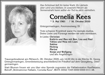 Traueranzeige von Cornelia Kees von Allgäuer Zeitung, Kaufbeuren/Buchloe