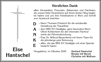 Traueranzeige von Else Hantschel von Allgäuer Zeitung, Kaufbeuren/Buchloe