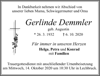 Traueranzeige von Gerlinde Demmler von Allgäuer Zeitung, Füssen