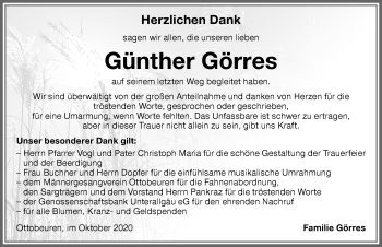 Traueranzeige von Günther Görres von Memminger Zeitung