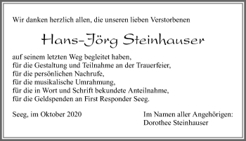 Traueranzeige von Hans-Jörg Steinhauser von Allgäuer Zeitung