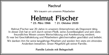 Traueranzeige von Helmut Fischer von Allgäuer Zeitung, Kaufbeuren/Buchloe