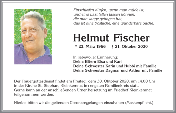 Traueranzeige von Helmut Fischer von Allgäuer Zeitung, Kaufbeuren/Buchloe