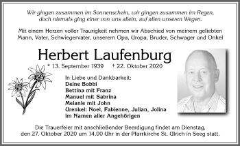 Traueranzeige von Herbert Laufenburg von Allgäuer Zeitung, Füssen