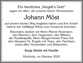 Traueranzeige von Johann Möst von Allgäuer Zeitung, Füssen