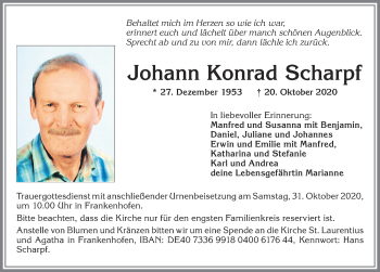 Traueranzeige von Johann Konrad Scharpf von Allgäuer Zeitung, Kaufbeuren/Buchloe