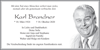 Traueranzeige von Karl Brandner von Allgäuer Zeitung, Füssen