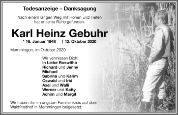 Traueranzeige von Karl Heinz Gebuhr von Memminger Zeitung