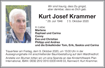 Traueranzeige von Kurt Josef Krammer von Memminger Zeitung