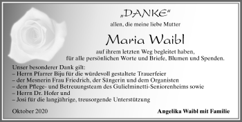 Traueranzeige von Maria Waibl von Allgäuer Zeitung, Marktoberdorf
