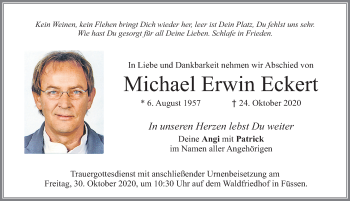 Traueranzeige von Michael Erwin Eckert von Allgäuer Zeitung, Füssen