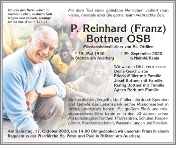 Traueranzeige von Reinhard Bottner von Allgäuer Zeitung
