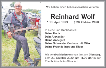 Traueranzeige von Reinhard Wolf von Allgäuer Zeitung,Kempten