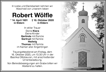 Traueranzeige von Robert Wölfle von Memminger Zeitung