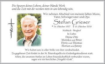 Traueranzeige von Stefan Grieser von Allgäuer Zeitung, Füssen