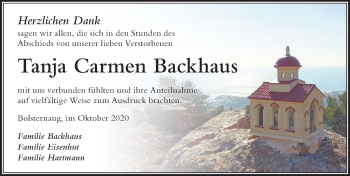 Traueranzeige von Tanja Carmen Backhaus von Allgäuer Zeitung,Kempten