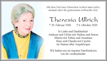 Traueranzeige von Theresia Ullrich von Allgäuer Zeitung, Füssen
