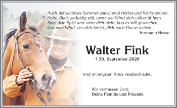 Traueranzeige von Walter Fink von Allgäuer Zeitung,Kempten