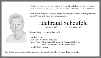 Traueranzeige von Edeltraud Scheufele von Memminger Zeitung