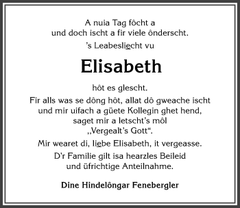 Traueranzeige von Elisabeth  von Allgäuer Anzeigeblatt