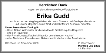 Traueranzeige von Erika Gudd von Memminger Zeitung