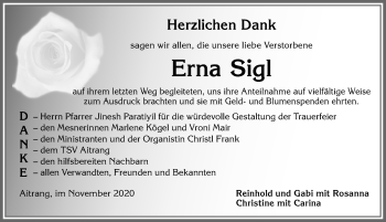 Traueranzeige von Erna Sigl von Allgäuer Zeitung, Marktoberdorf