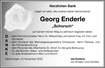 Traueranzeige von Georg Enderle von Memminger Zeitung