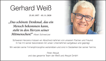 Traueranzeige von Gerhard Weiß von Memminger Zeitung