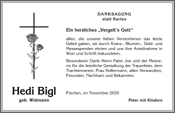 Traueranzeige von Hedi Bigl von Allgäuer Anzeigeblatt