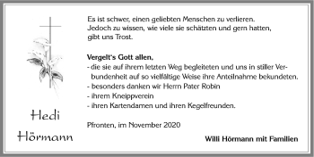 Traueranzeige von Hedi Hörmann von Allgäuer Zeitung, Füssen
