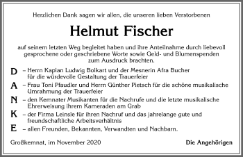 Traueranzeige von Helmut Fischer von Allgäuer Zeitung, Kaufbeuren/Buchloe