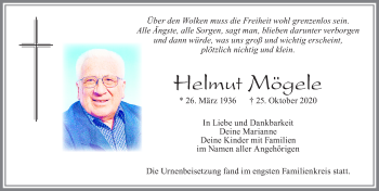Traueranzeige von Helmut Mögele von Allgäuer Zeitung, Füssen
