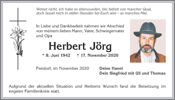 Traueranzeige von Herbert Jörg von Allgäuer Anzeigeblatt