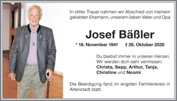 Traueranzeige von Josef Bäßler von Allgäuer Zeitung