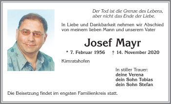 Traueranzeige von Josef Mayr von Allgäuer Zeitung,Kempten