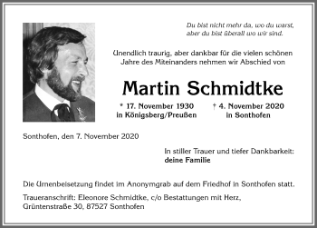 Traueranzeige von Martin Schmidtke von Allgäuer Anzeigeblatt
