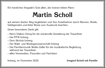 Traueranzeige von Martin Scholl von Allgäuer Anzeigeblatt