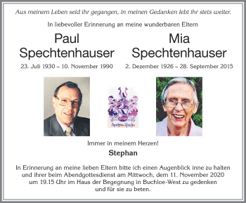 Traueranzeige von Mia Spechtenhauser von Allgäuer Zeitung, Kaufbeuren/Buchloe