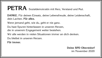 Traueranzeige von Petra  von Allgäuer Anzeigeblatt