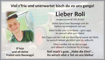 Traueranzeige von Roli  von Allgäuer Zeitung, Kaufbeuren/Buchloe