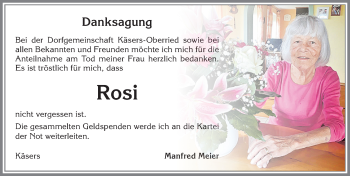 Traueranzeige von Rosi  von Allgäuer Zeitung,Kempten