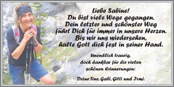 Traueranzeige von Sabine  von Allgäuer Zeitung, Füssen