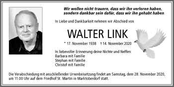 Traueranzeige von Walter Link von Allgäuer Zeitung, Marktoberdorf