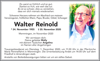 Traueranzeige von Walter Reinold von Memminger Zeitung