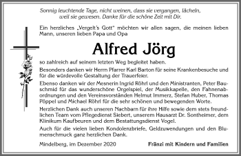 Traueranzeige von Alfred Jörg von Allgäuer Zeitung, Marktoberdorf